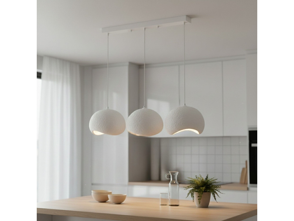 Lampadario in metallo "Yontu" - 27 x 30 x 65 cm - Bianco