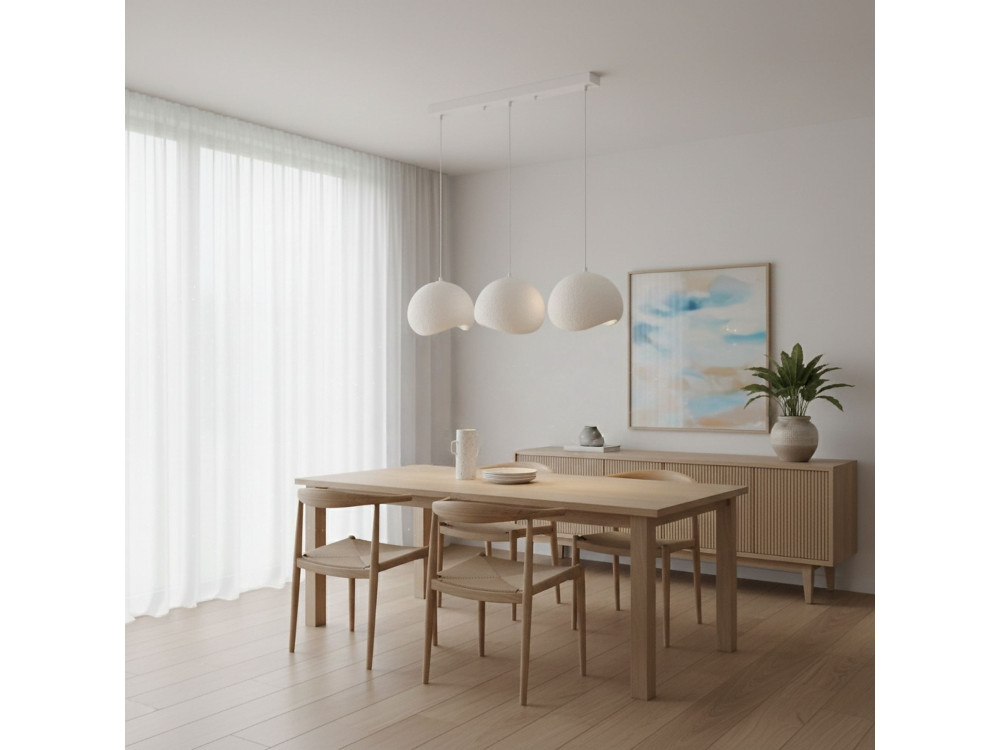Lampadario in metallo "Yontu" - 27 x 30 x 65 cm - Bianco