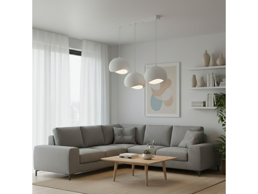 Lampadario in metallo "Yontu" - 27 x 30 x 65 cm - Bianco