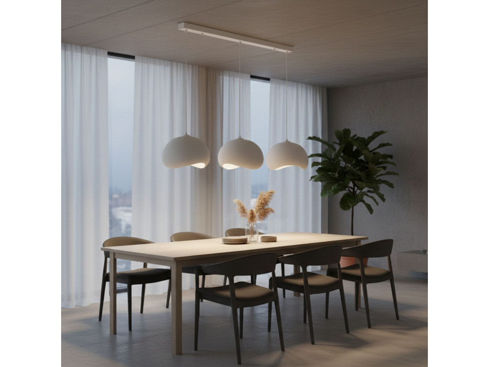 Lampadario in metallo "Yontu" - 27 x 30 x 65 cm - Bianco
