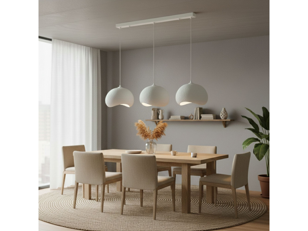 Lampadario in metallo "Yontu" - 27 x 30 x 65 cm - Bianco