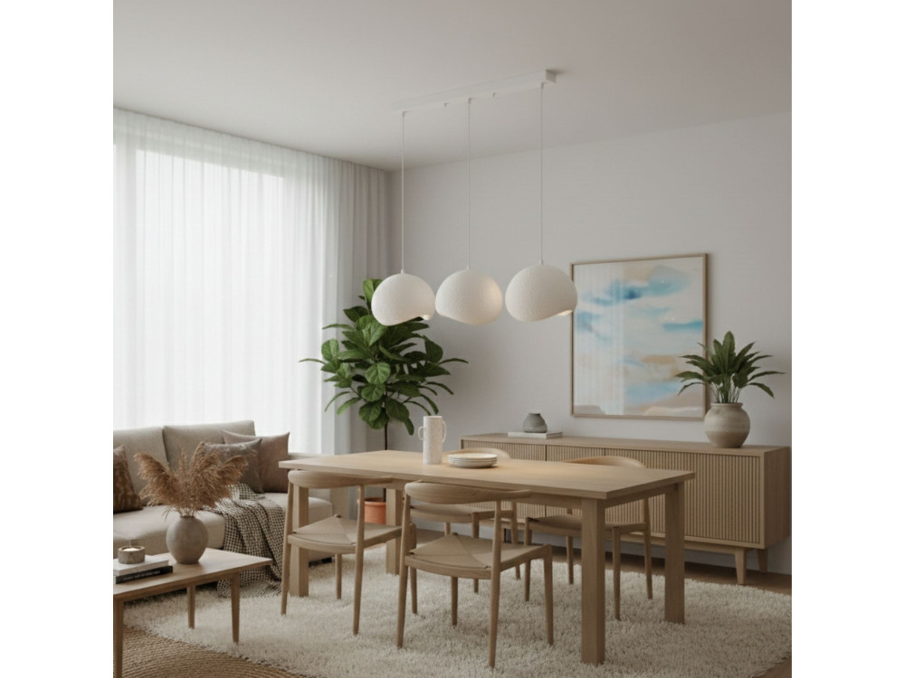 Lampadario in metallo "Yontu" - 27 x 30 x 65 cm - Bianco