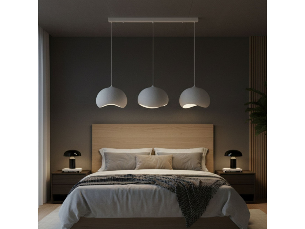 Lampadario in metallo "Yontu" - 27 x 30 x 65 cm - Bianco