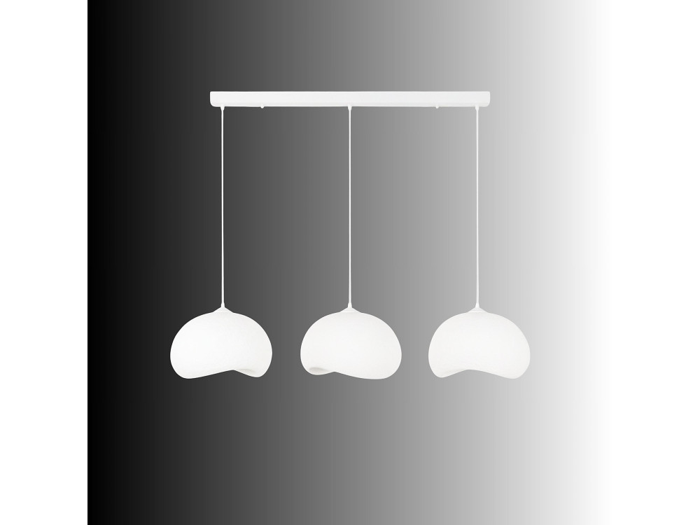 Lampadario in metallo "Yontu" - 27 x 30 x 65 cm - Bianco