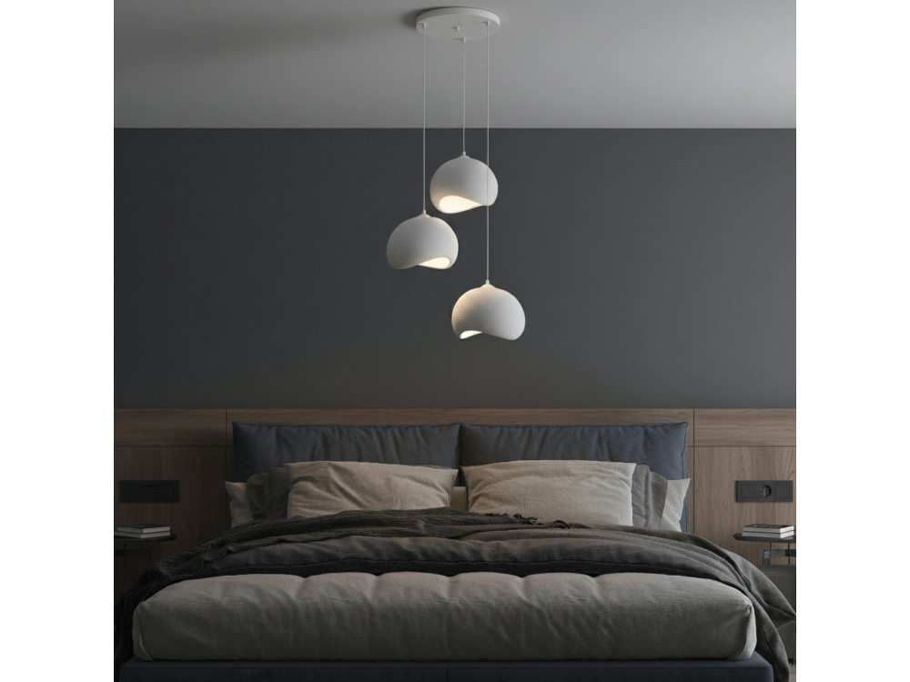 Lampadario in metallo "Yontu" - 55 x 29 x 120 cm - Bianco