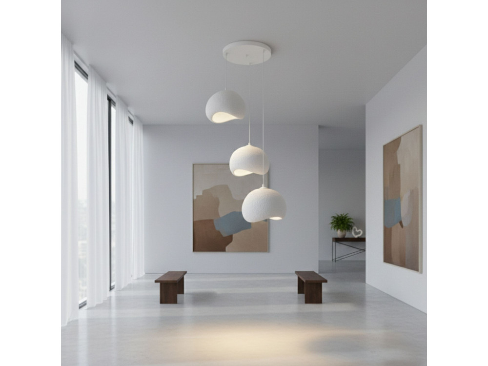 Lampadario in metallo "Yontu" - 55 x 29 x 120 cm - Bianco