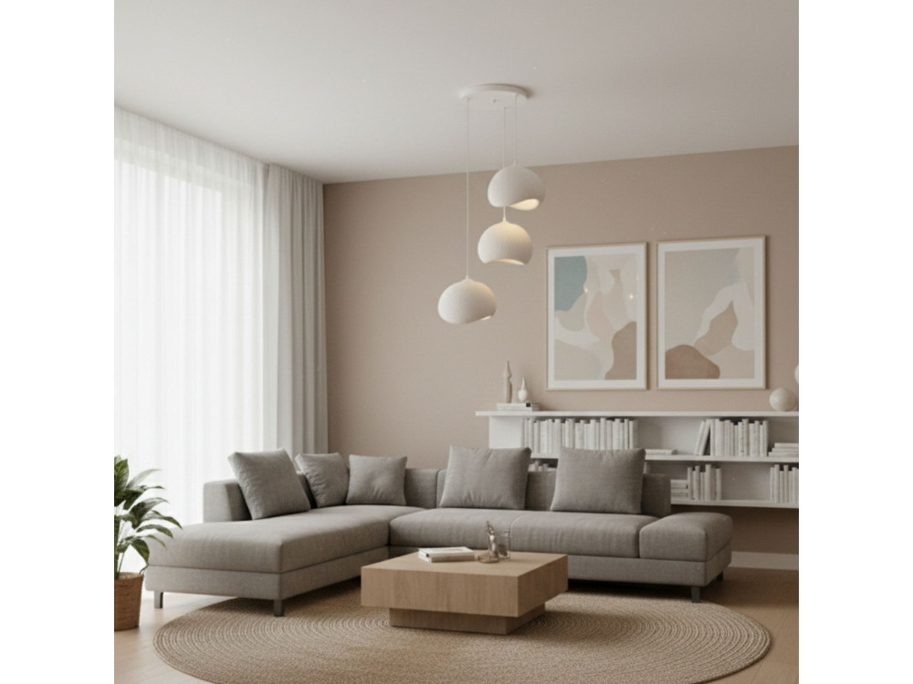 Lampadario in metallo "Yontu" - 55 x 29 x 120 cm - Bianco