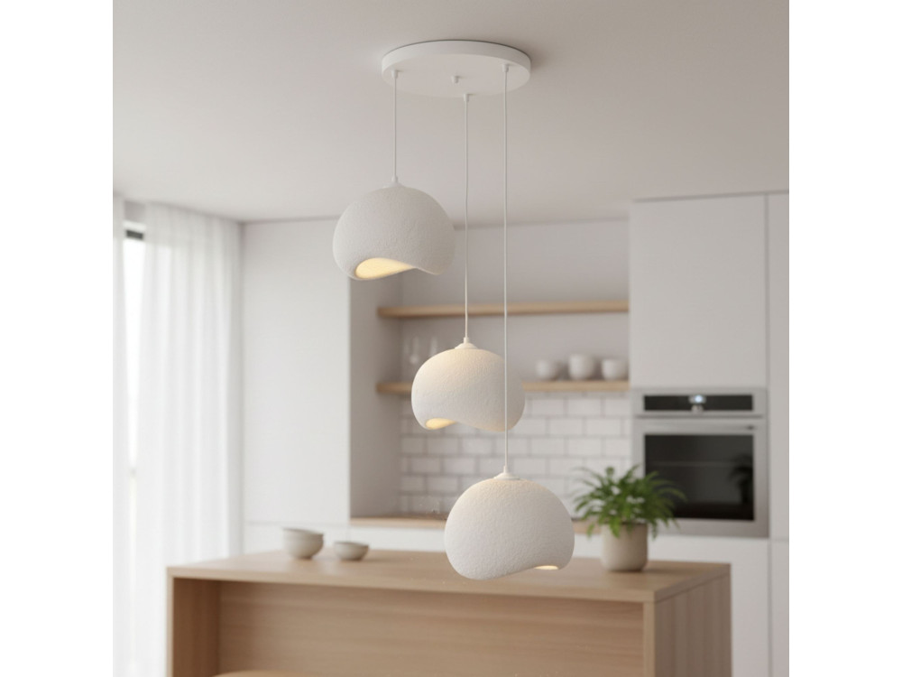 Lampadario in metallo "Yontu" - 55 x 29 x 120 cm - Bianco