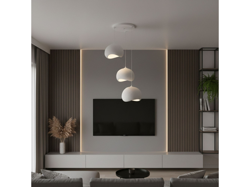 Lampadario in metallo "Yontu" - 55 x 29 x 120 cm - Bianco