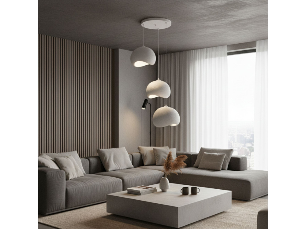 Lampadario in metallo "Yontu" - 55 x 29 x 120 cm - Bianco