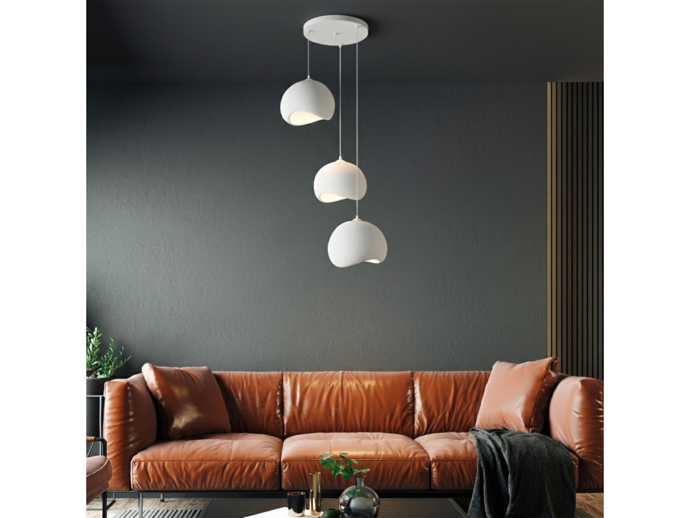 Lampadario in metallo "Yontu" - 55 x 29 x 120 cm - Bianco