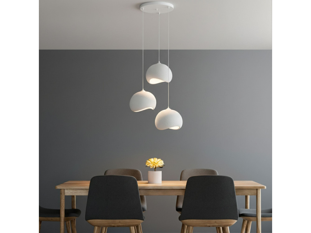Lampadario in metallo "Yontu" - 55 x 29 x 120 cm - Bianco