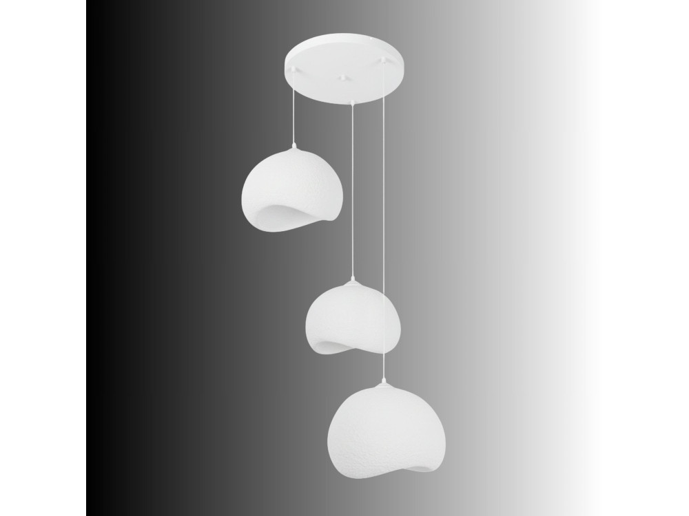 Lampadario in metallo "Yontu" - 55 x 29 x 120 cm - Bianco