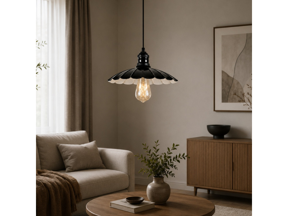 Lampada a sospensione in metallo "Volan" - 25 x 25 cm - Nero