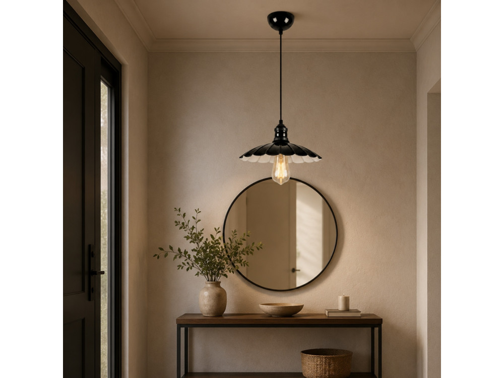 Lampada a sospensione in metallo "Volan" - 25 x 25 cm - Nero