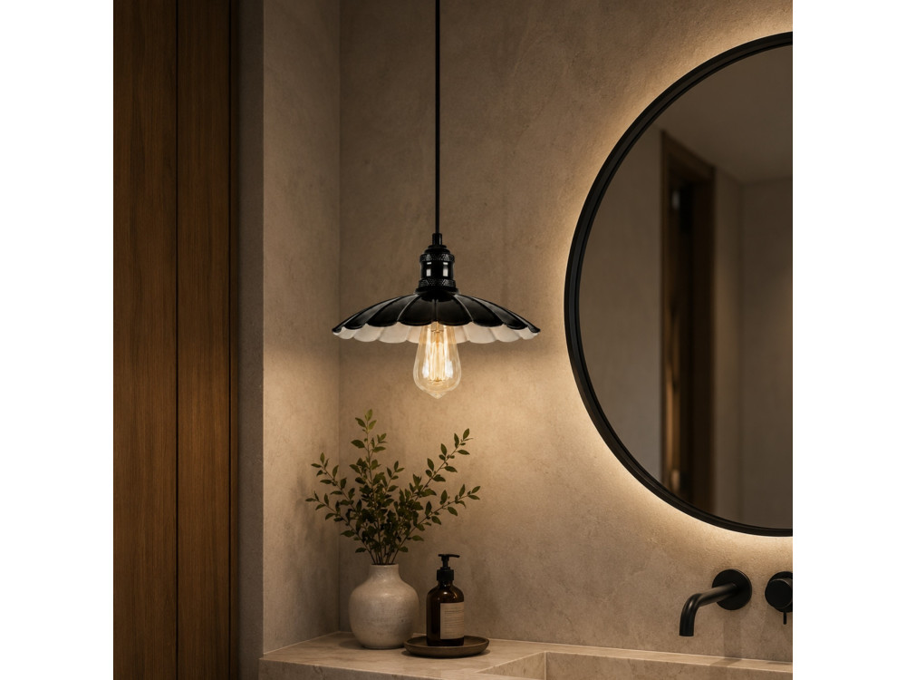 Lampada a sospensione in metallo "Volan" - 25 x 25 cm - Nero