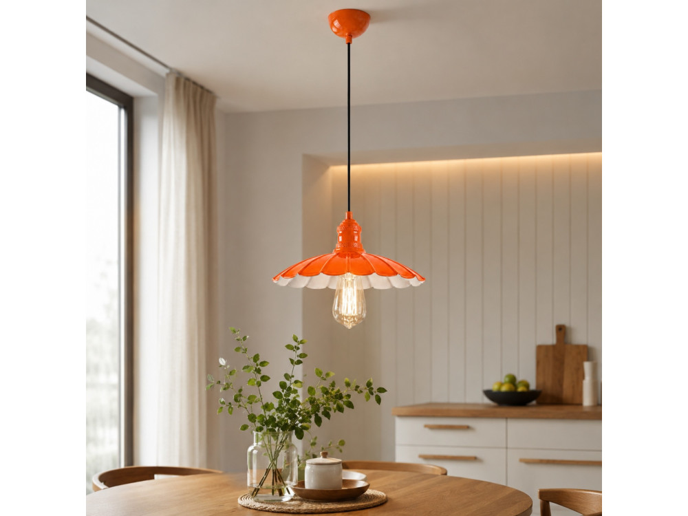 Lampada a sospensione in metallo "Volan" - 25 x 25 cm - Arancione