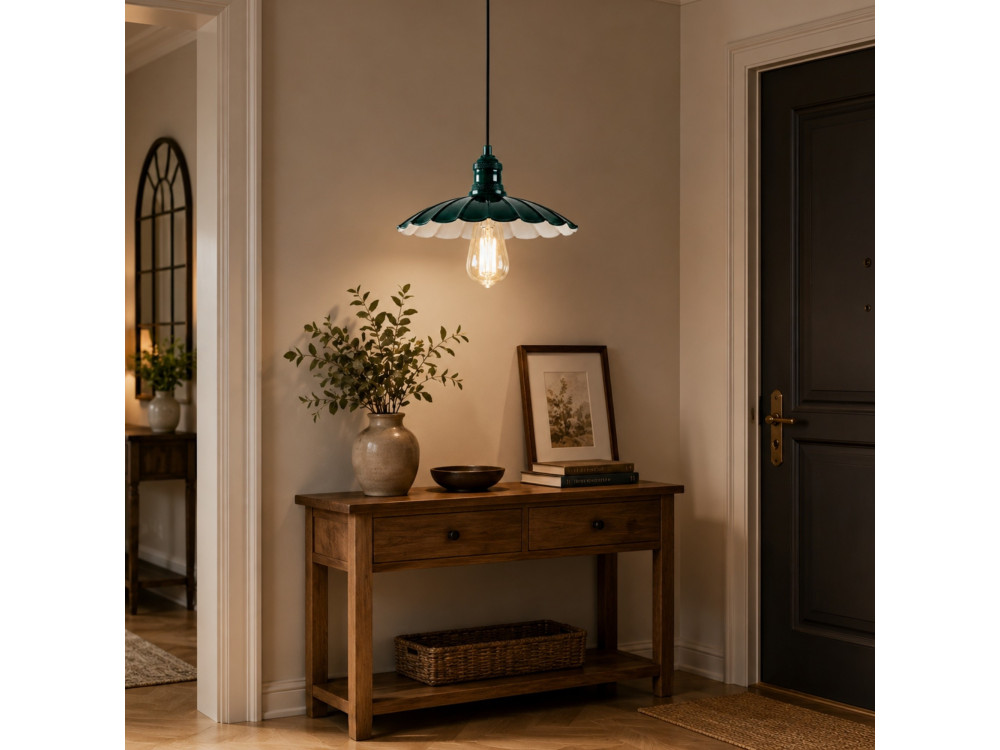 Lampada a sospensione in metallo "Volan" - 25 x 25 cm - Verde scuro