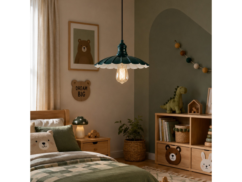 Lampada a sospensione in metallo "Volan" - 25 x 25 cm - Verde scuro