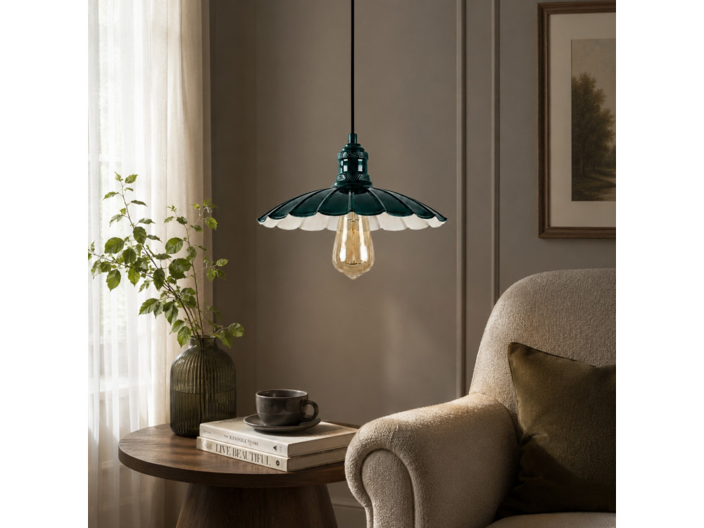 Lampada a sospensione in metallo "Volan" - 25 x 25 cm - Verde scuro