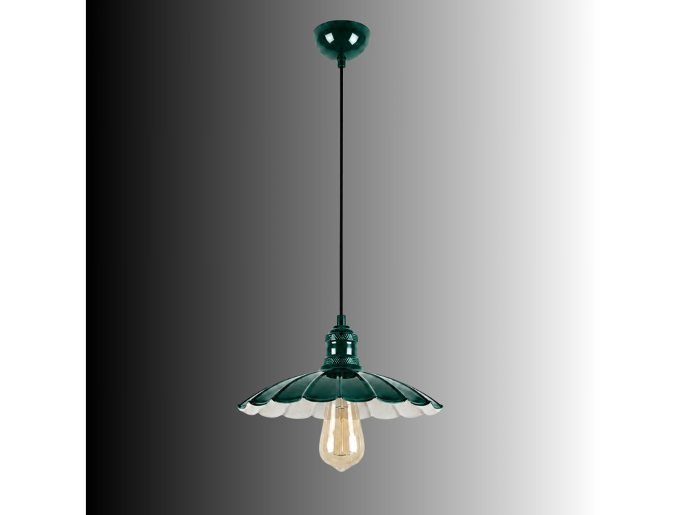 Lampada a sospensione in metallo "Volan" - 25 x 25 cm - Verde scuro