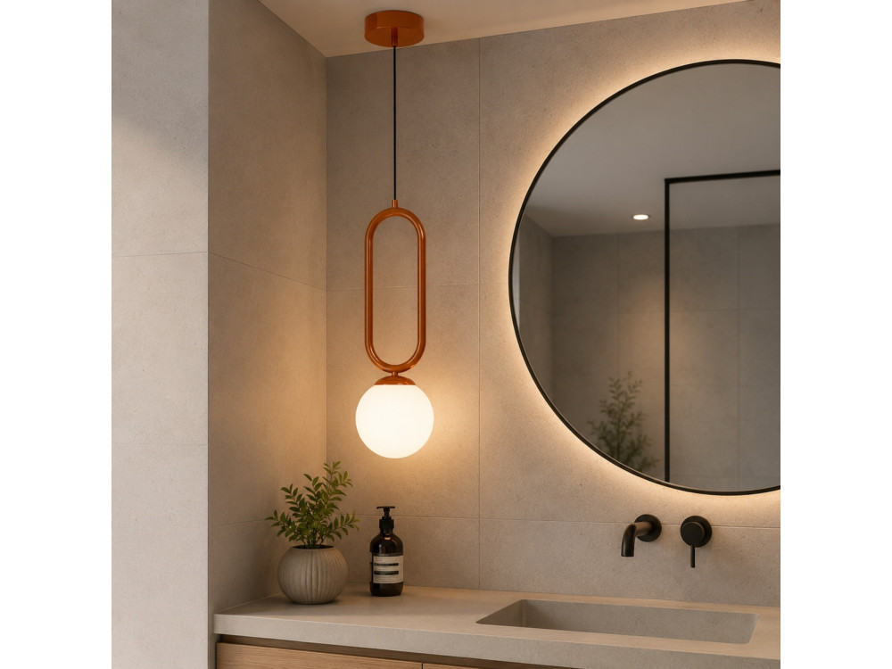 Lampada a sospensione in metallo "Loop" - 15 x 15 cm - Marrone