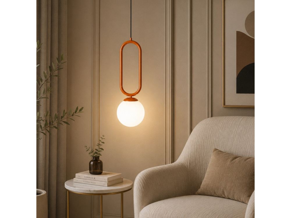 Lampada a sospensione in metallo "Loop" - 15 x 15 cm - Marrone