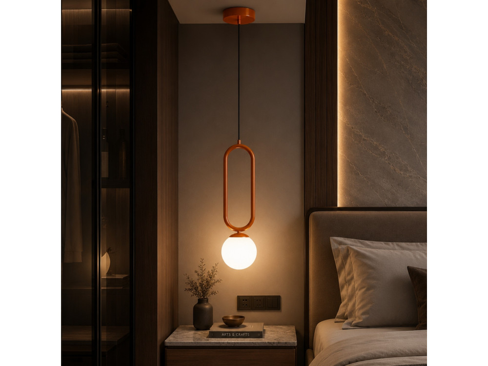 Lampada a sospensione in metallo "Loop" - 15 x 15 cm - Marrone