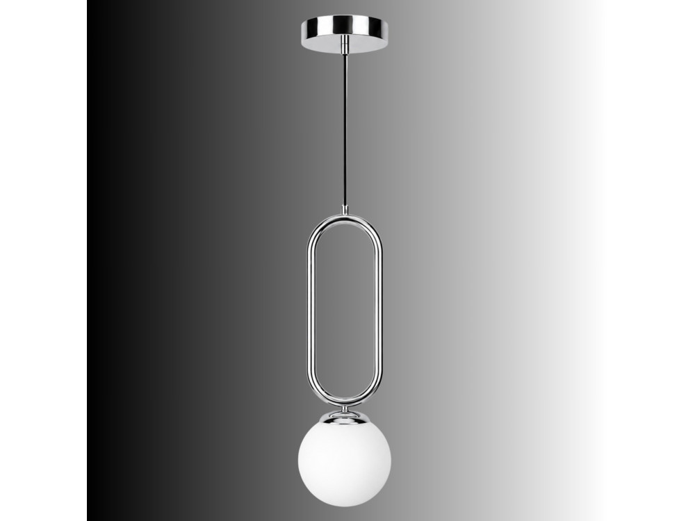 Lampada a sospensione in metallo "Loop" - 15 x 15 cm - Cromo
