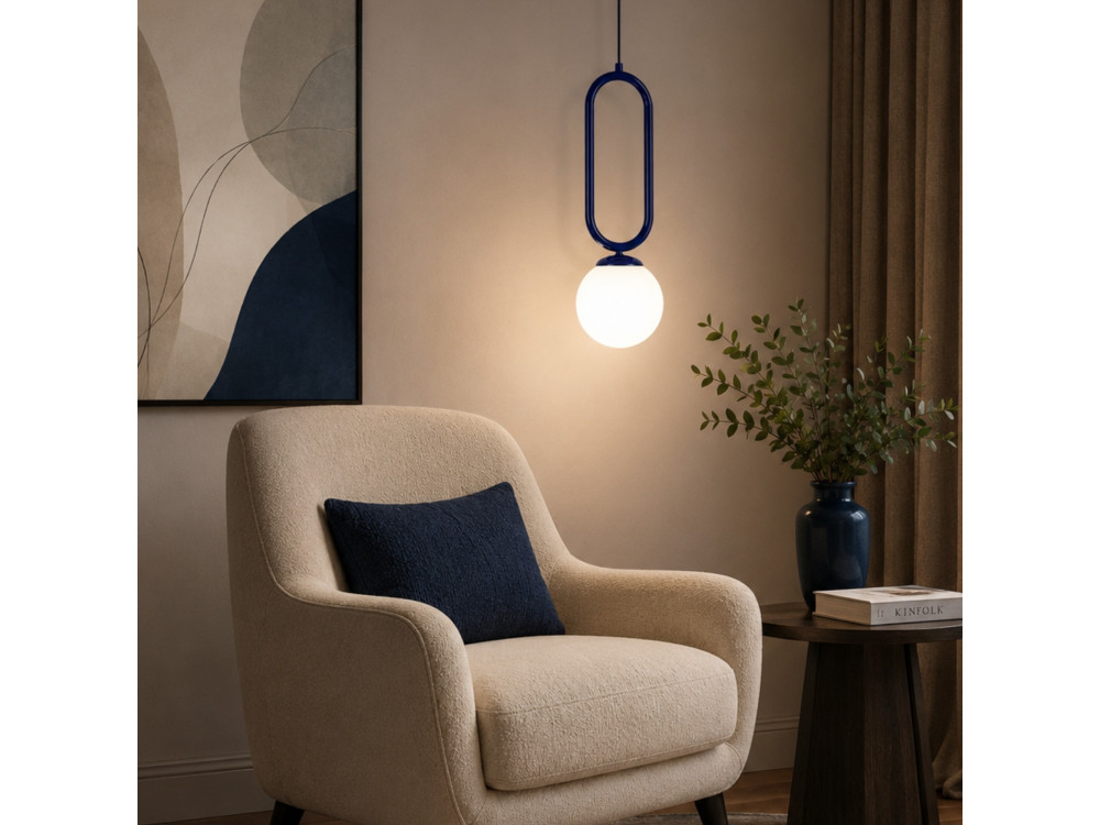 Lampada a sospensione in metallo "Loop" - 15 x 15 cm - Blu marino
