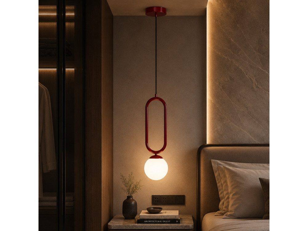 Lampada a sospensione in metallo "Loop" - 15 x 15 cm - Bordeaux