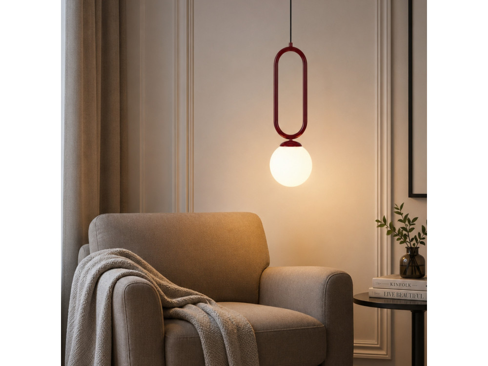 Lampada a sospensione in metallo "Loop" - 15 x 15 cm - Bordeaux