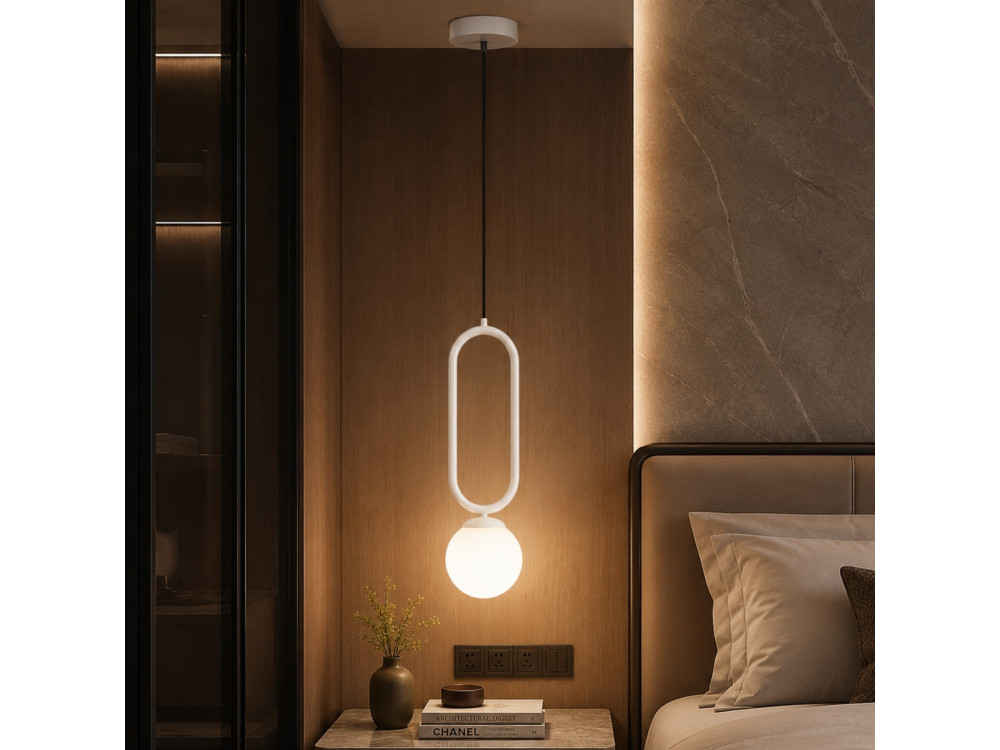 Lampada a sospensione in metallo "Loop" - 15 x 15 cm - Bianco