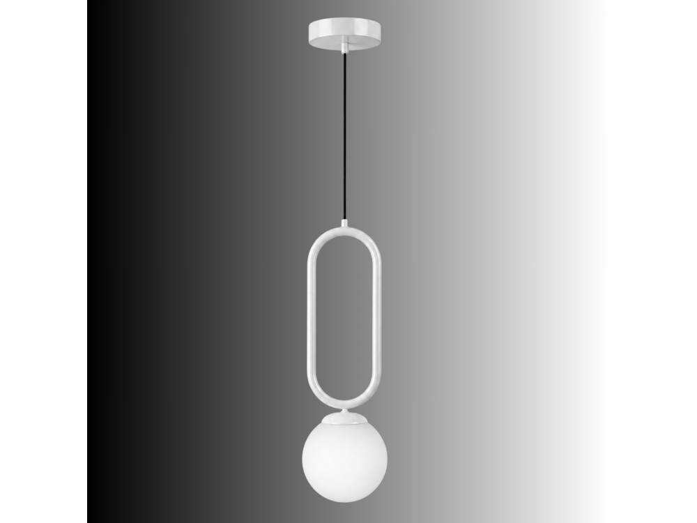 Lampada a sospensione in metallo "Loop" - 15 x 15 cm - Bianco