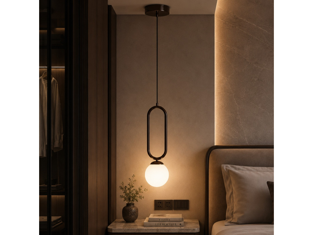 Lampada a sospensione in metallo "Loop" - 15 x 15 cm - Marrone scuro