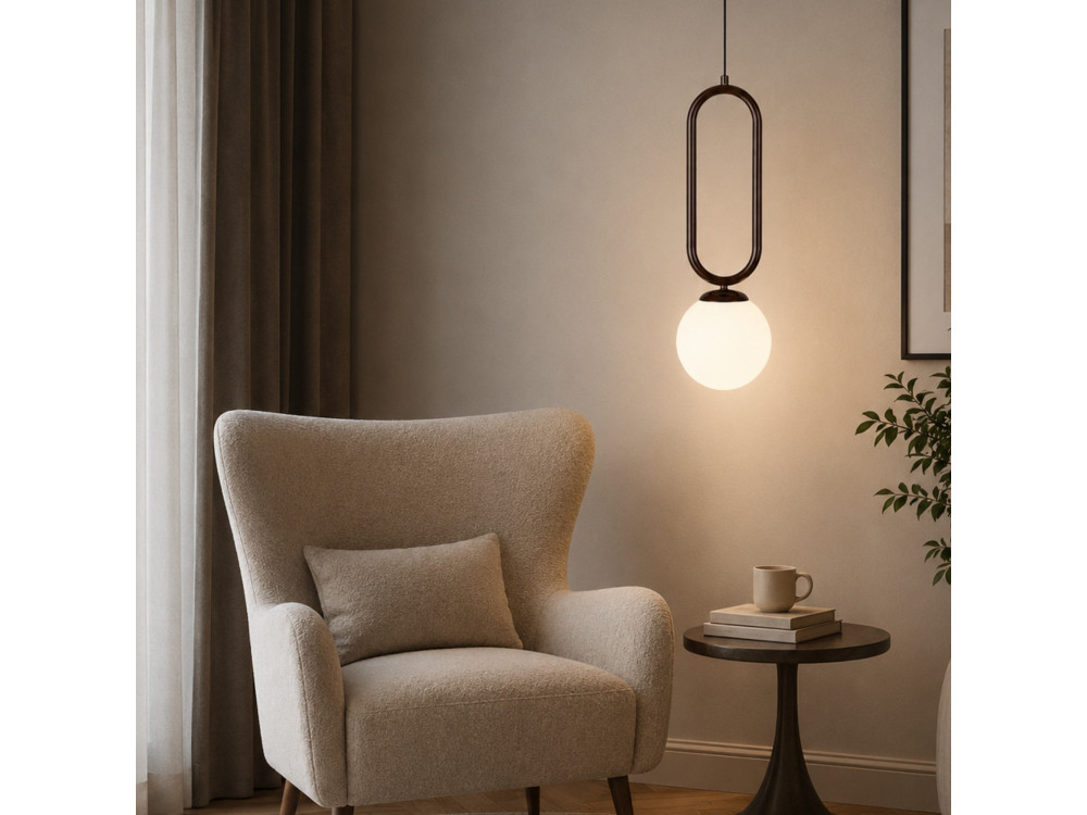 Lampada a sospensione in metallo "Loop" - 15 x 15 cm - Marrone scuro