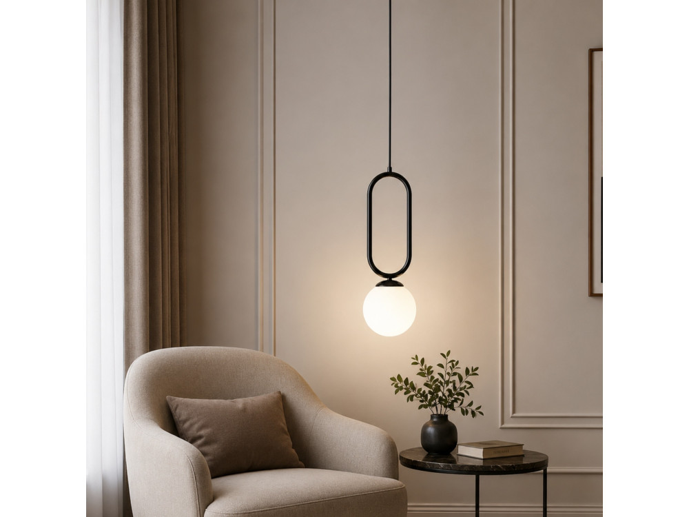 Lampada a sospensione in metallo "Loop" - 15 x 15 cm - Nero