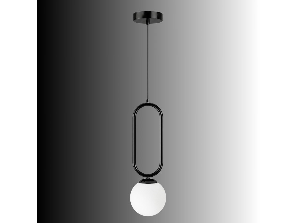 Lampada a sospensione in metallo "Loop" - 15 x 15 cm - Nero