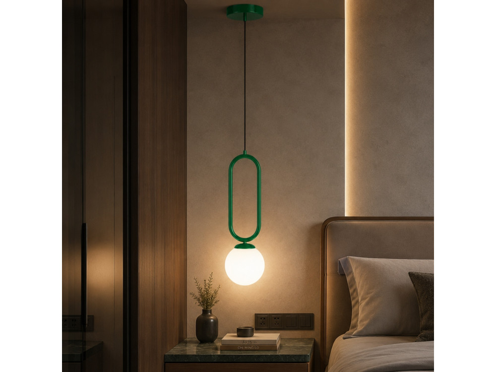 Lampada a sospensione in metallo "Loop" - 15 x 15 cm - Verde scuro