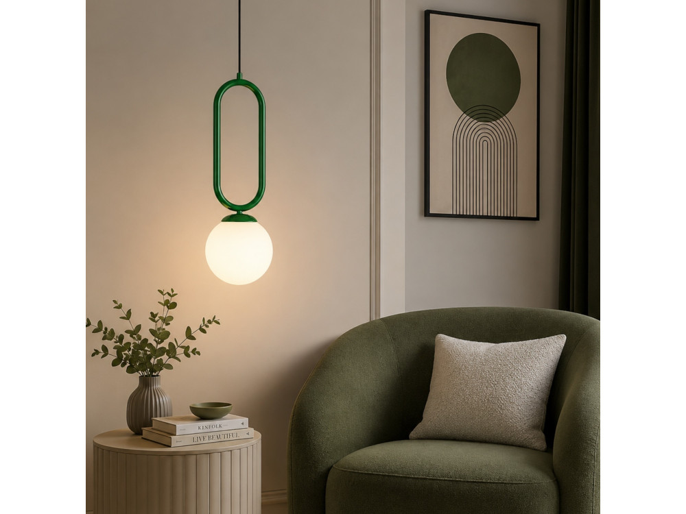 Lampada a sospensione in metallo "Loop" - 15 x 15 cm - Verde scuro
