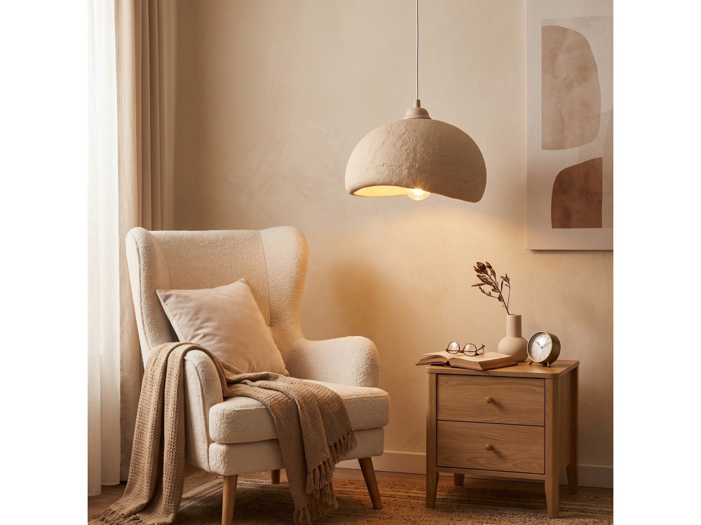 Lampada a sospensione in metallo "Beta" - 30 x 24 cm - Beige