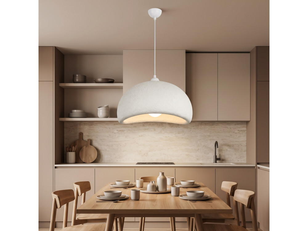 Lampada a sospensione in metallo "Beta" - 40 x 32 cm - Bianco