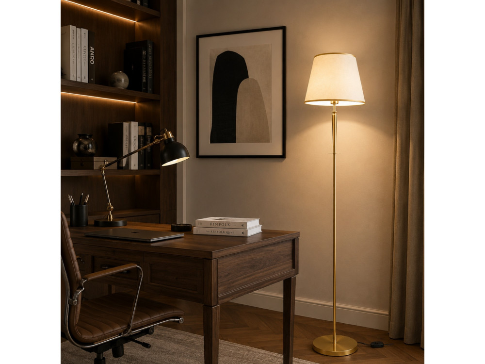 Lampada da terra in metallo "Milano" - 40 x 40 cm - Beige