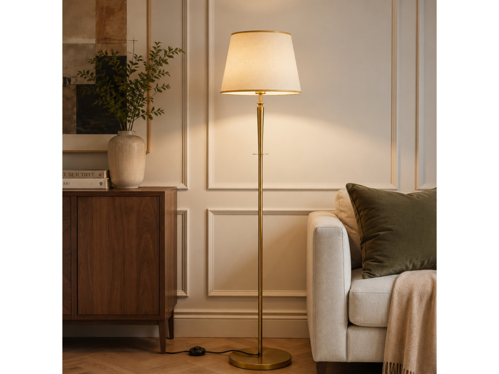 Lampada da terra in metallo "Milano" - 40 x 40 cm - Beige