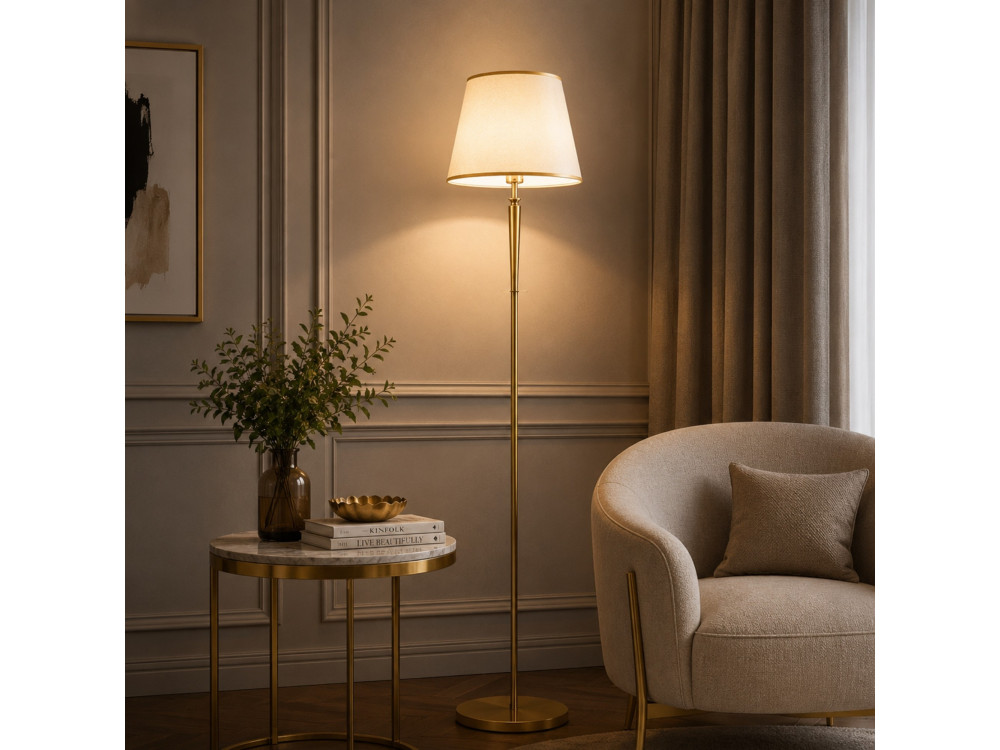 Lampada da terra in metallo "Milano" - 40 x 40 cm - Beige