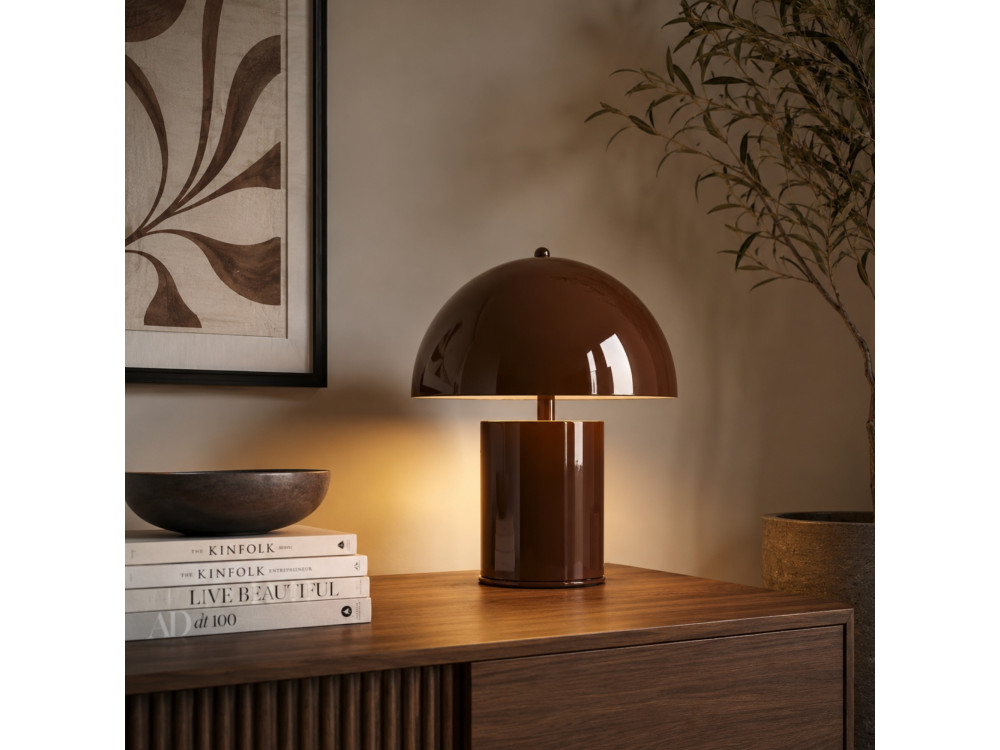 Lampada da tavolo in metallo "Pera" - 26 x 26 cm - Marrone