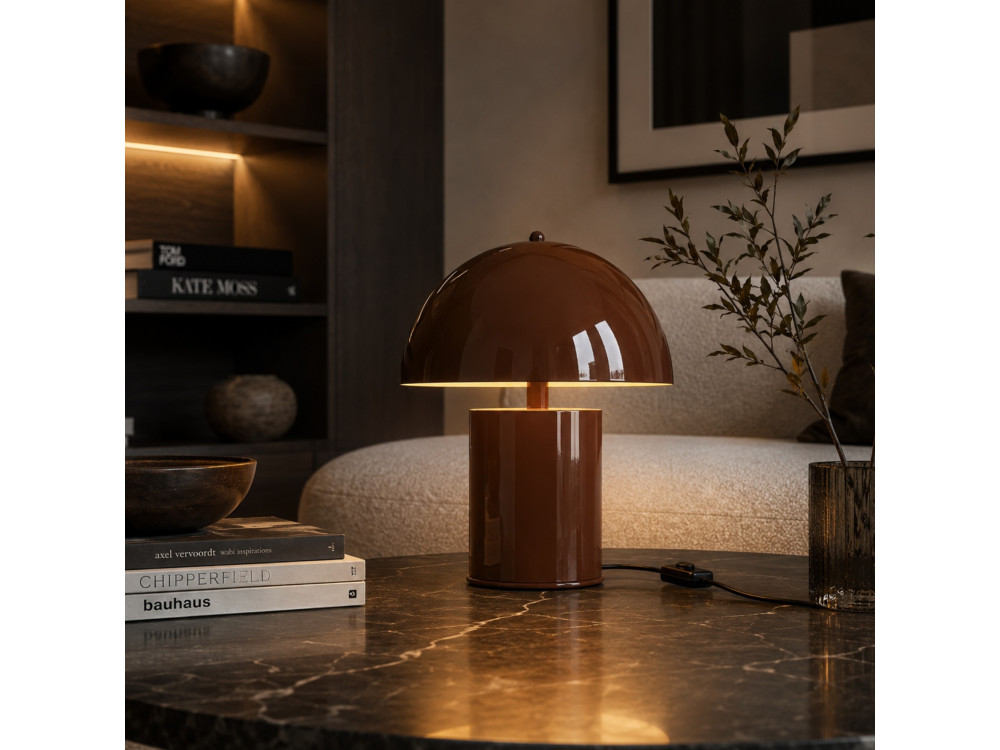 Lampada da tavolo in metallo "Pera" - 26 x 26 cm - Marrone