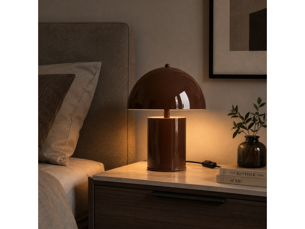 Lampada da tavolo in metallo "Pera" - 26 x 26 cm - Marrone