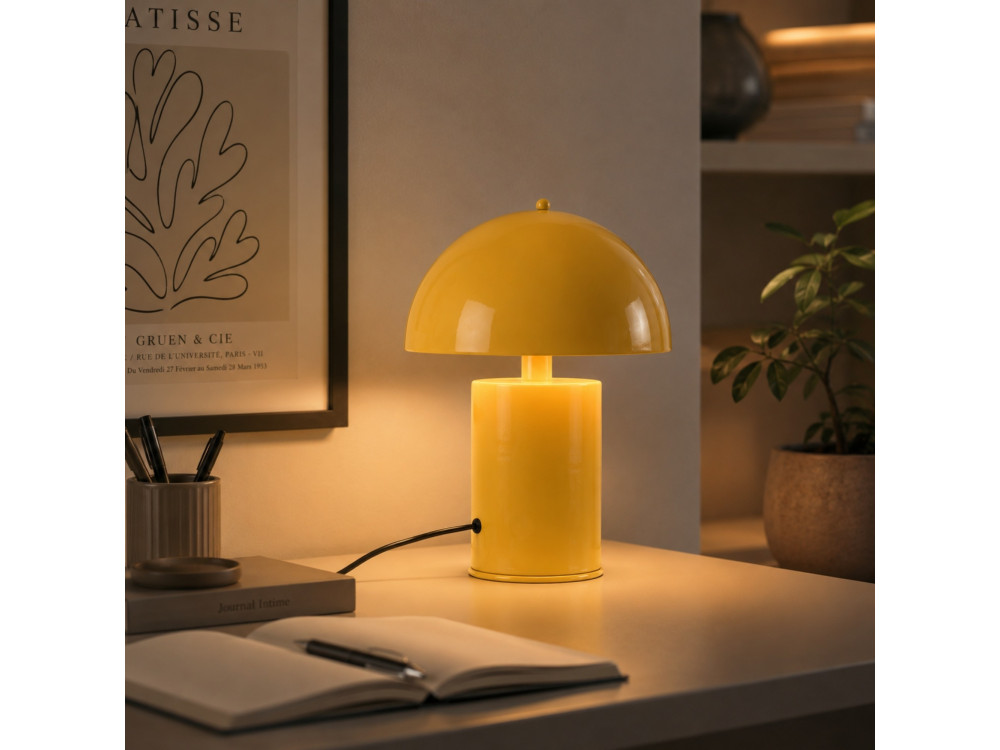 Lampada da tavolo in metallo "Pera" - 26 x 26 cm - Giallo