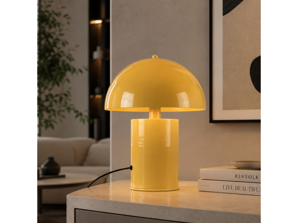 Lampada da tavolo in metallo "Pera" - 26 x 26 cm - Giallo